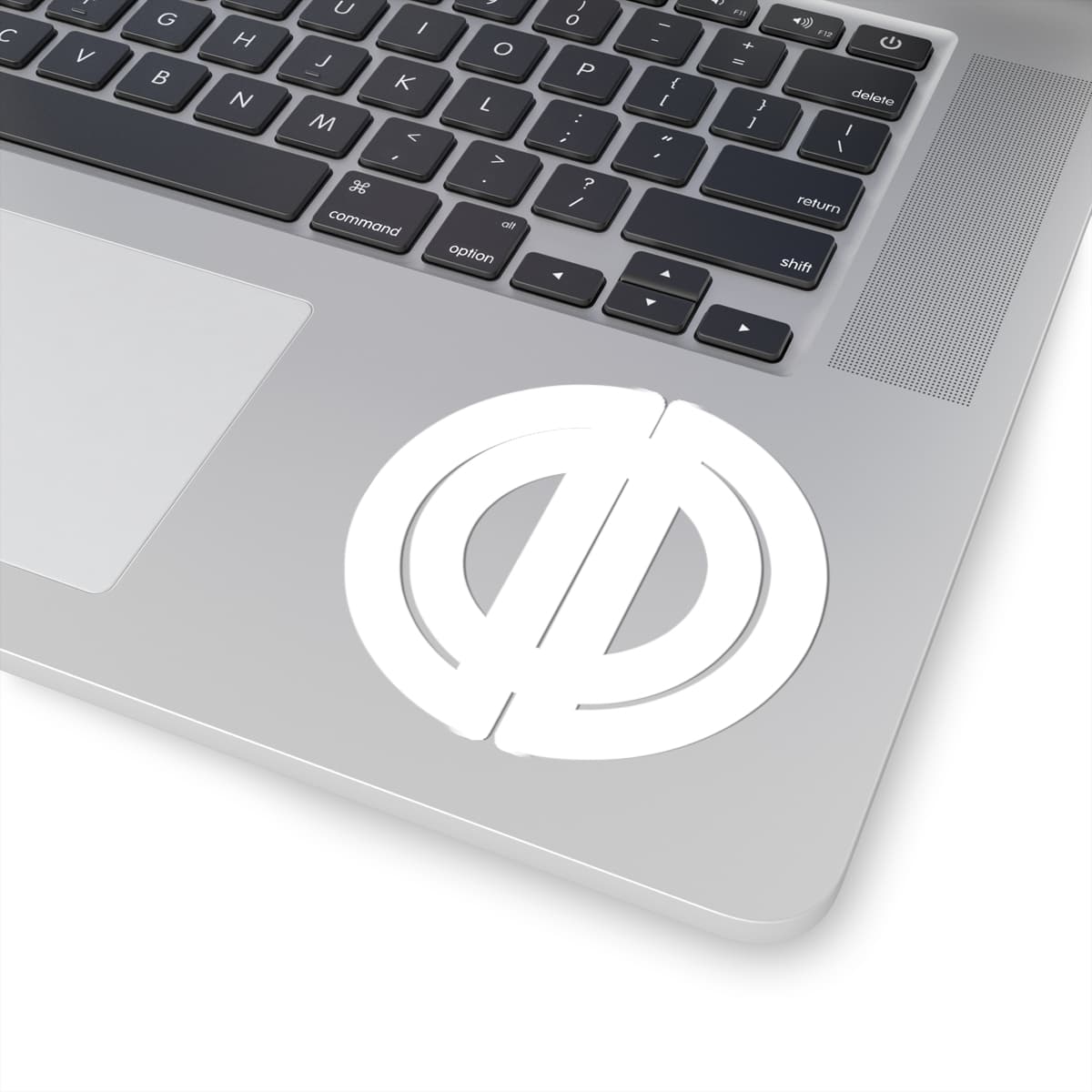 Minimal White Circle Logo Sticker — Kiss-Cut Laptop Decal